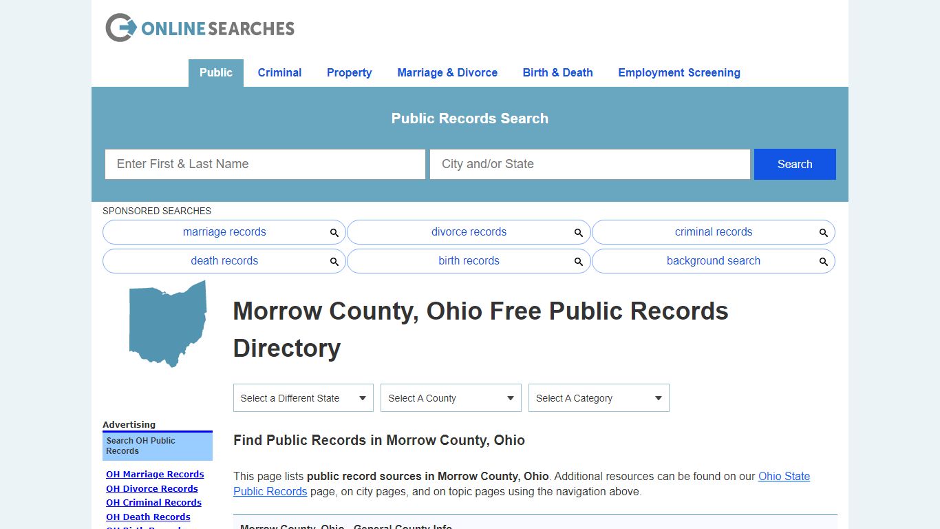 Morrow County, Ohio Public Records Directory - OnlineSearches.com