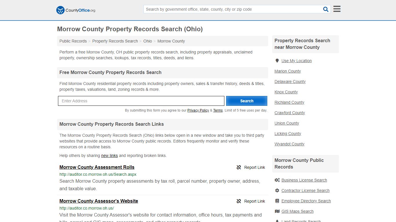 Morrow County Property Records Search (Ohio) - County Office